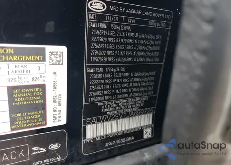 2018 Land Rover Range Rover Sport Hse Dynamic z USA, uszkodzony, nr VIN SALWV2SV1JA699725